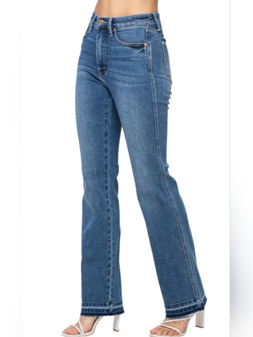 JUDY BLUE High Waist Tummy Control Slim Fit Bootcut Jeans in Medium Blue Sz 28/7 - Picture 3 of 7